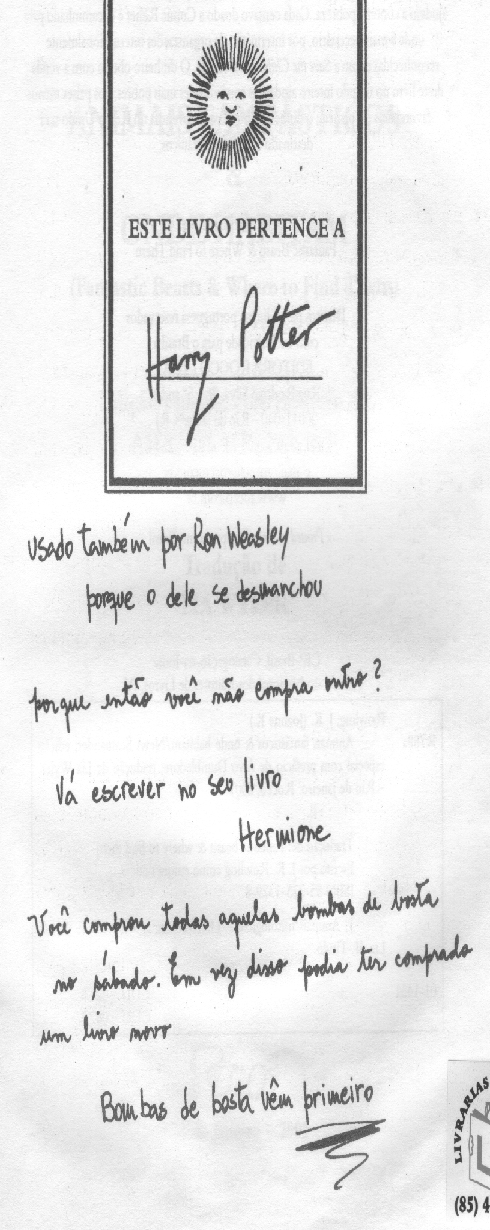 Escritas de Harry, Rony e Hermione
